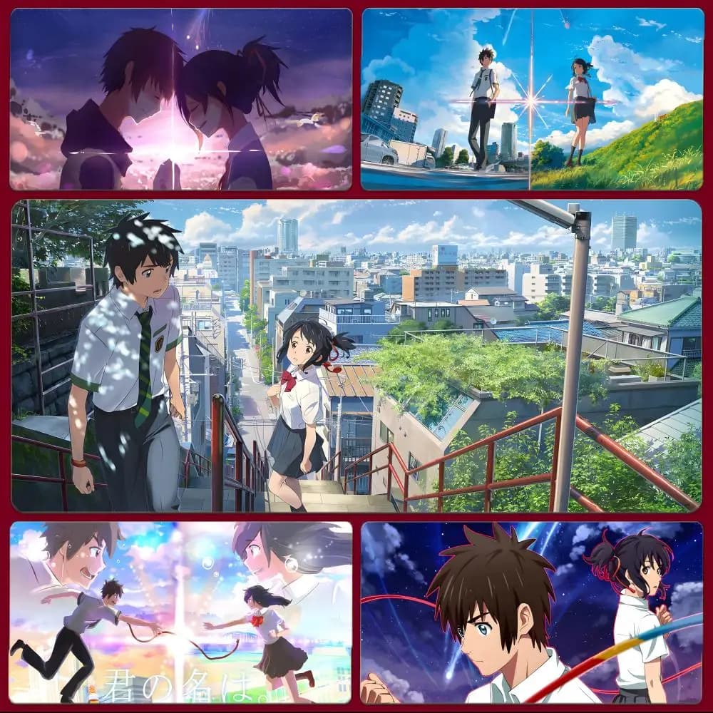Tappetino per mouse Sweet Romantic Anime Y-Your Name, tappetino per mouse da gioco di grandi dimensioni con bordi cuciti, tappetino da scrivania ispessito per PC