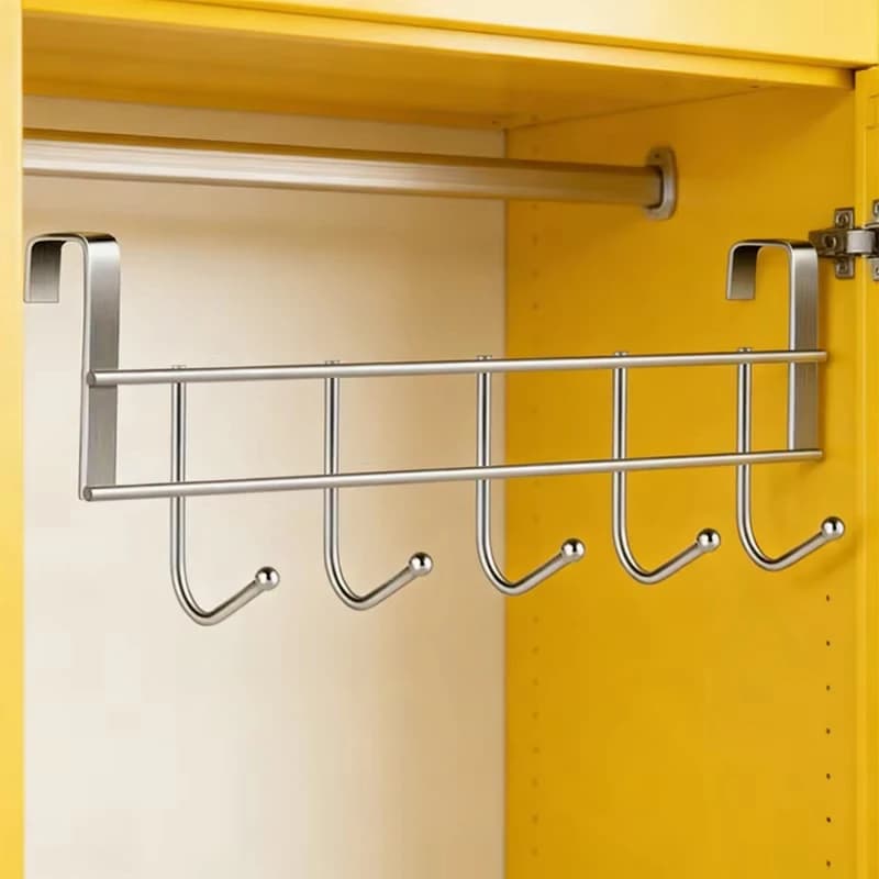 1Pc 5 Hooks Over The Door Hooks Wash Room Hanger Clothes Towel Storage Holder Door Back Hook For Thick Door Frame