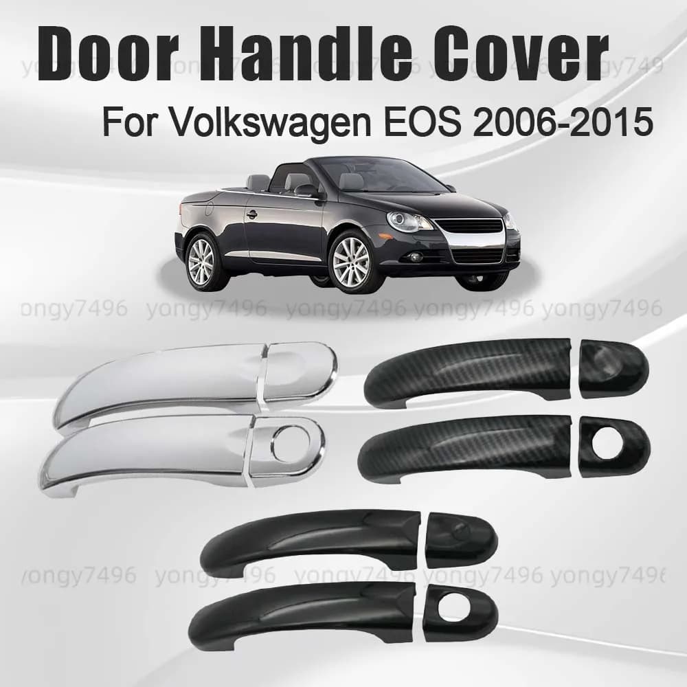 Auto Aggiornamento In Fibra di Carbonio Nero Lucido Galvanotecnica Maniglia Della Porta Copertura Per Volkswagen EOS 2006-2015 Accessori Decorazione Auto