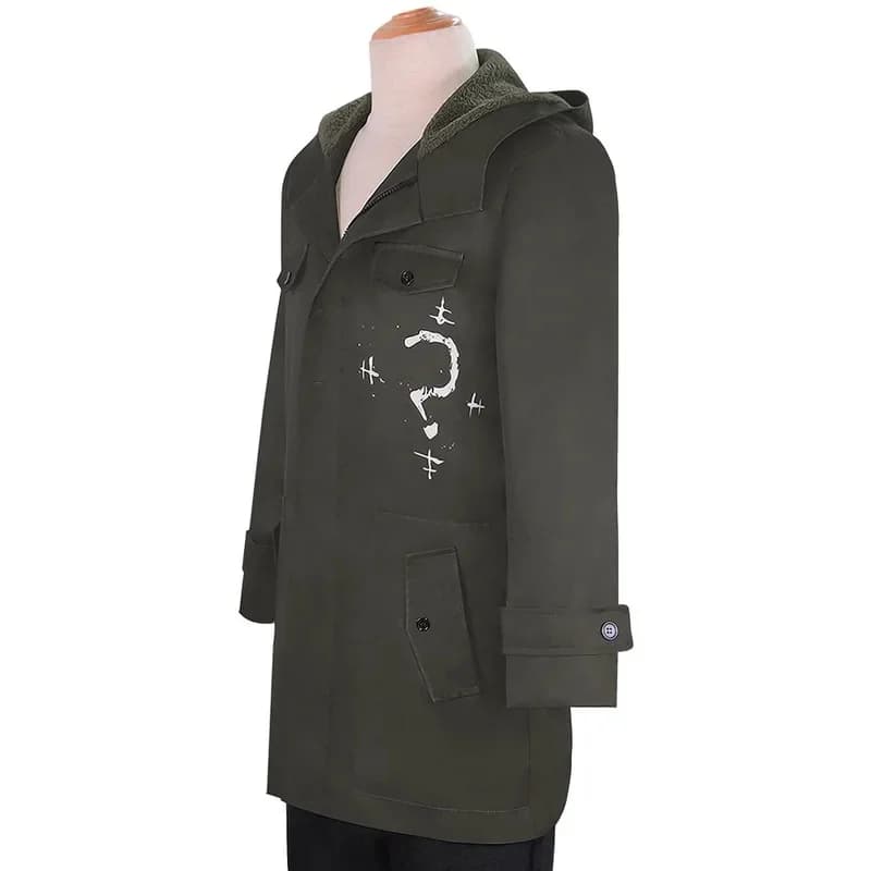 A;3\v,7'd/Villain Question Mark Coat Halloween Cosplay Outfits Riddler Edward Army Green Jacket Mask Headgear Gloves 3'c;5,h/8\