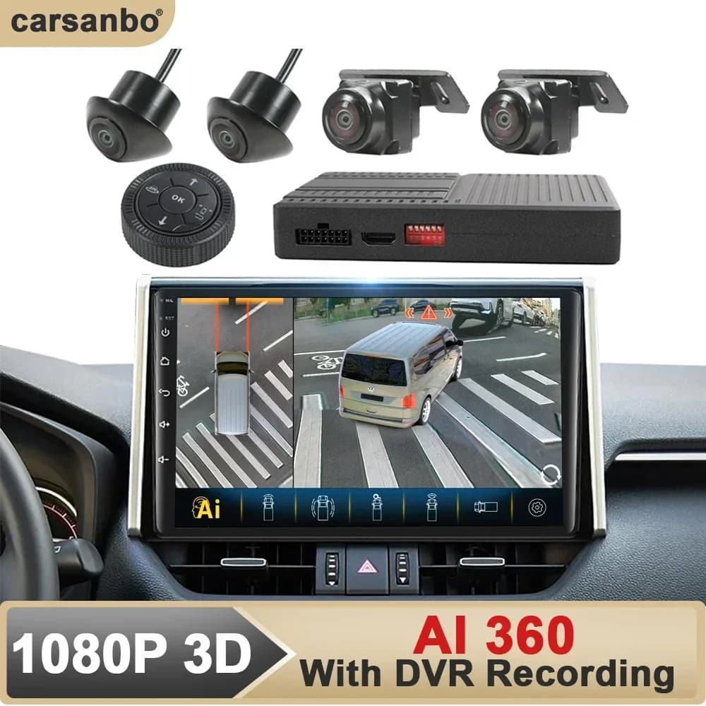 Carsonbo Car AI 360 Panoramic 3D Bird View Camera System Surround Around View 1080P DVR For Vw Commercial Vehicle MPV