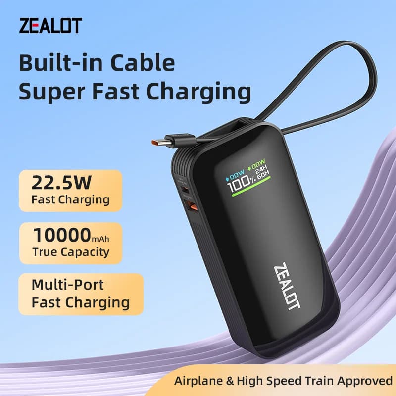 US-Y5200 10000mAh Color Screen Power Bank External Spare Battery Pack for Mobile Phone, Pad, 22.5W Fast Charger