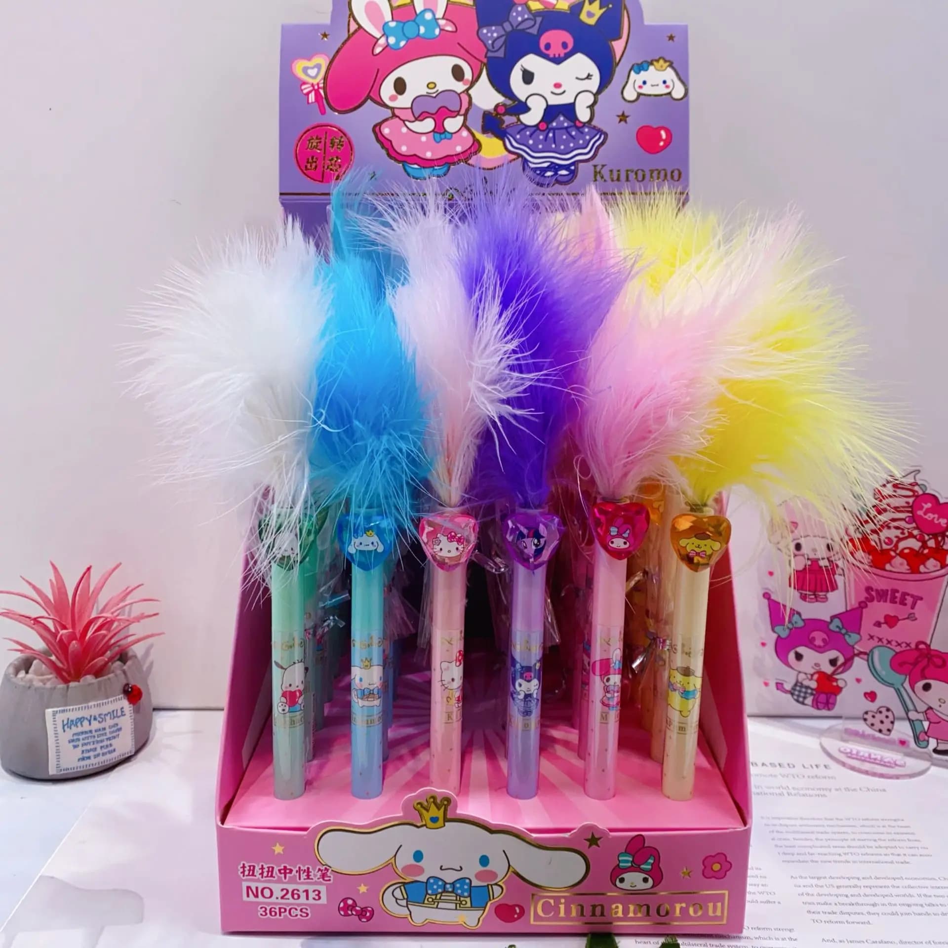 36 pz Nuovo Sanrio Hello Kitty Piuma Penna Gel Simpatico Cartone Animato Kuromi Nero Penna di Scrittura Studente di Cancelleria All'ingrosso