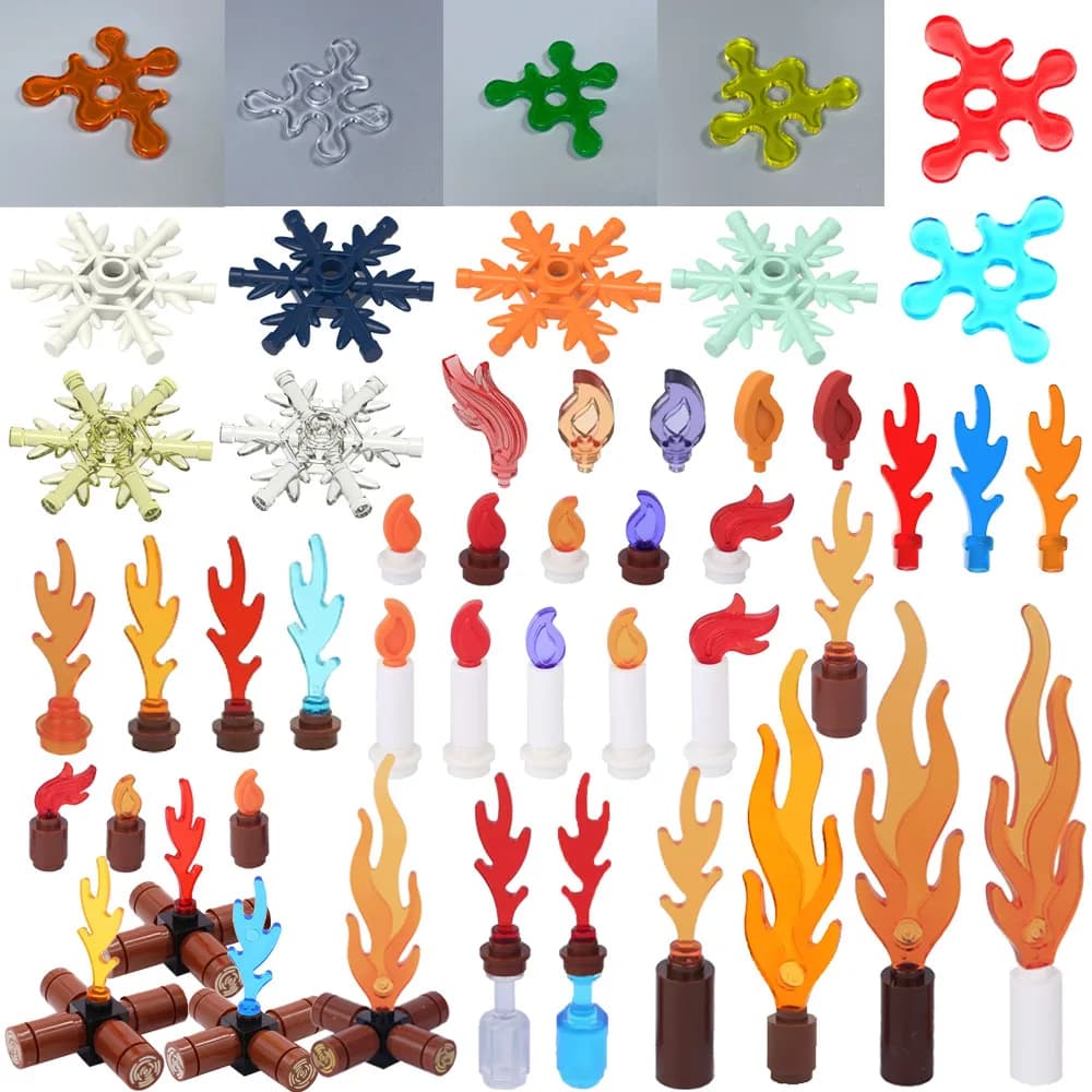 MOC Building Block Sangue liquido Piscina Latte Cubo di ghiaccio Fiocchi di neve Fiamma Candele Fuoco Accessori Giocattolo fai da te Modello Mattoni A041