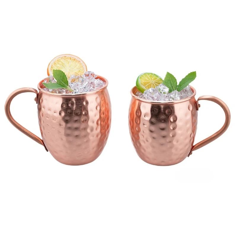 Tazza Moscow Mule in Rame Puro 350ml 500ml – Bicchiere Artigianale in Rame per Cocktail, Mojito, Whisky, Birra – Finitura Classica Martellata