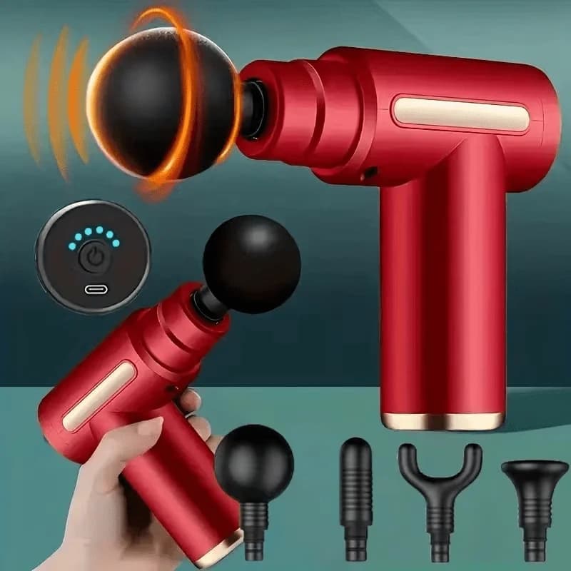 1pc Potente Pistola Massaggiante Senza Fili con Display LED - Rilassante Muscolare per Tessuti Profondi, 4 Testine Intercambiabili, Batteria al Litio da 1200mAh