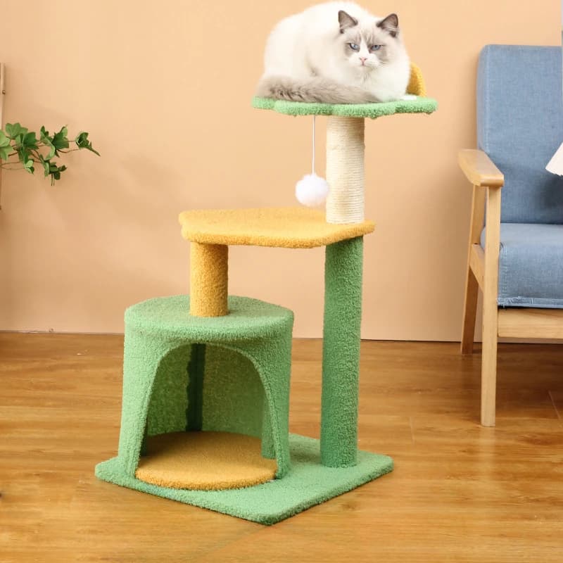 Giocattolo per gatti con struttura da arrampicata su albero in sisal multilivello salvaspazio, tiragraffi, nido per mobili per gatti