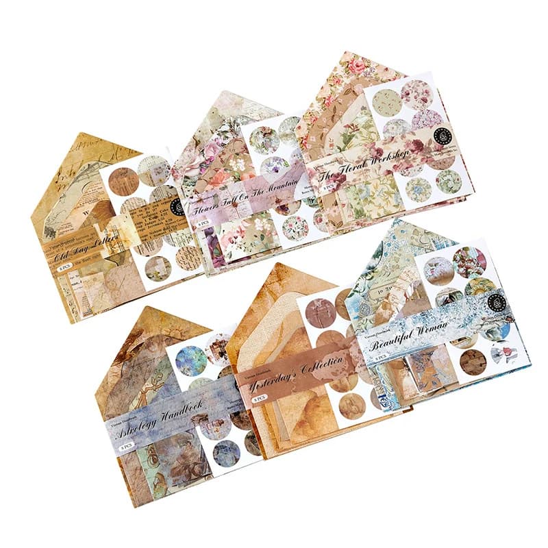 8 Pcs Vintage Mini Envelope Set Retro Style for Journal Scrapbook DIY Crafts