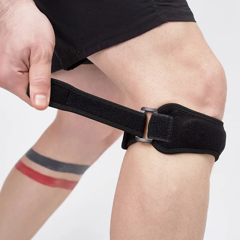 2 Pezzi Supporto Regolabile per Ginocchio Sportivo, Fascia per Rotula, Sollievo dal Dolore al Ginocchio, Stabilizzatore Rotulare per Basket, Pallavolo, Calcio, Corsa