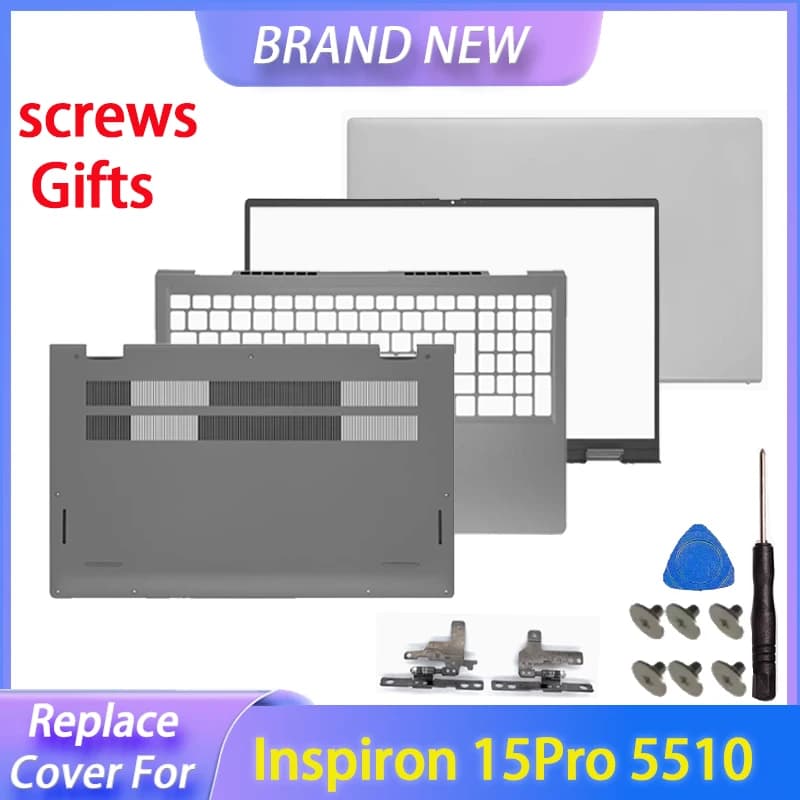 Replace Cover For Inspiron 15Pro 5510 5515 P106F LCD Screen Back Cover 0CHFVW Front Bezel Hinges Palmrest Bottom Case 15.6inch
