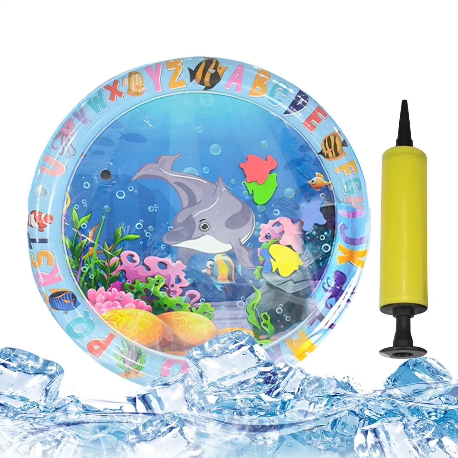 Tappetino ad acqua per gatti, tappetino gonfiabile riempito d'acqua con pompa, in PVC ispessito, a prova di perdite, rinfrescante per animali domestici, cani e altri animali.