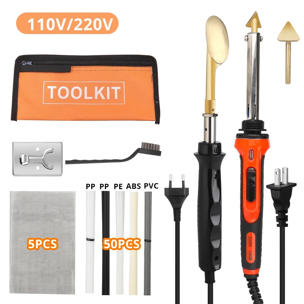 110V/220V 100W Plastic Welding Kit Temperature Control Soldering Iron Gun Automotive Bumper Repair Tool Fast Heating For DIY