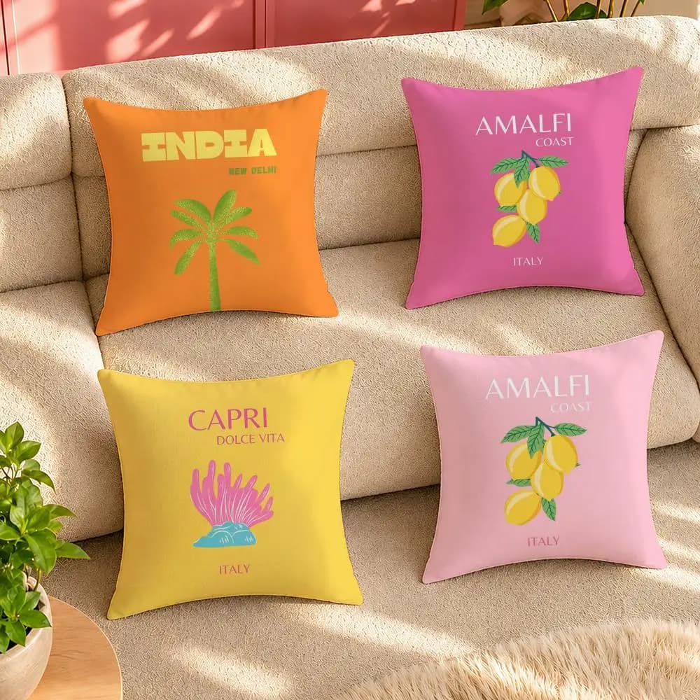 Anime Summer Travel Series Cushion Cover Pillow Cover Decorative Throw Couch Home Decor for Living Room Sofa