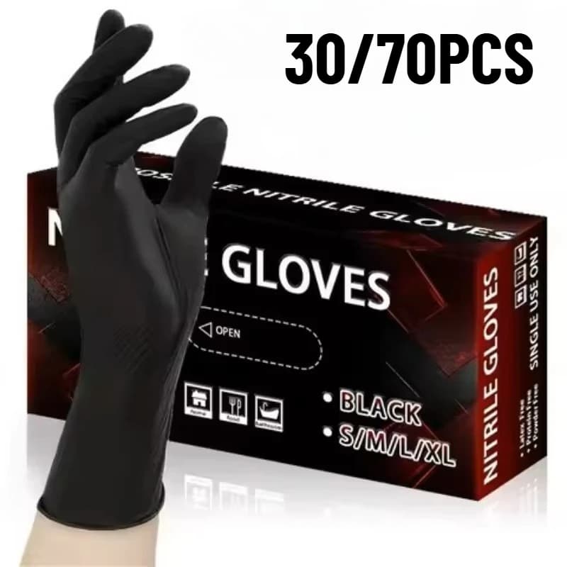 30/70PCSDisposable Black Nitrile Gloves Disposable Cleaning Household Cleaning Kitchen Beauty Hairdressing Embroidery Tools
