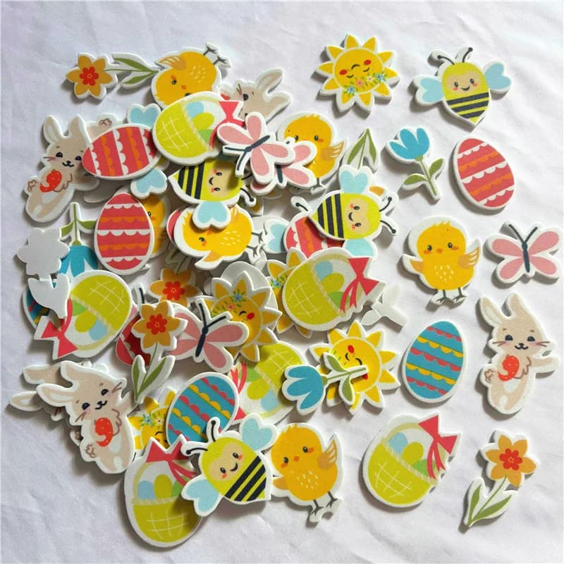 30PCS New Easter holiday foam stickers Bunny egg Chicken crafts Scrapbooking kit Home decoration Arts Activity items.
