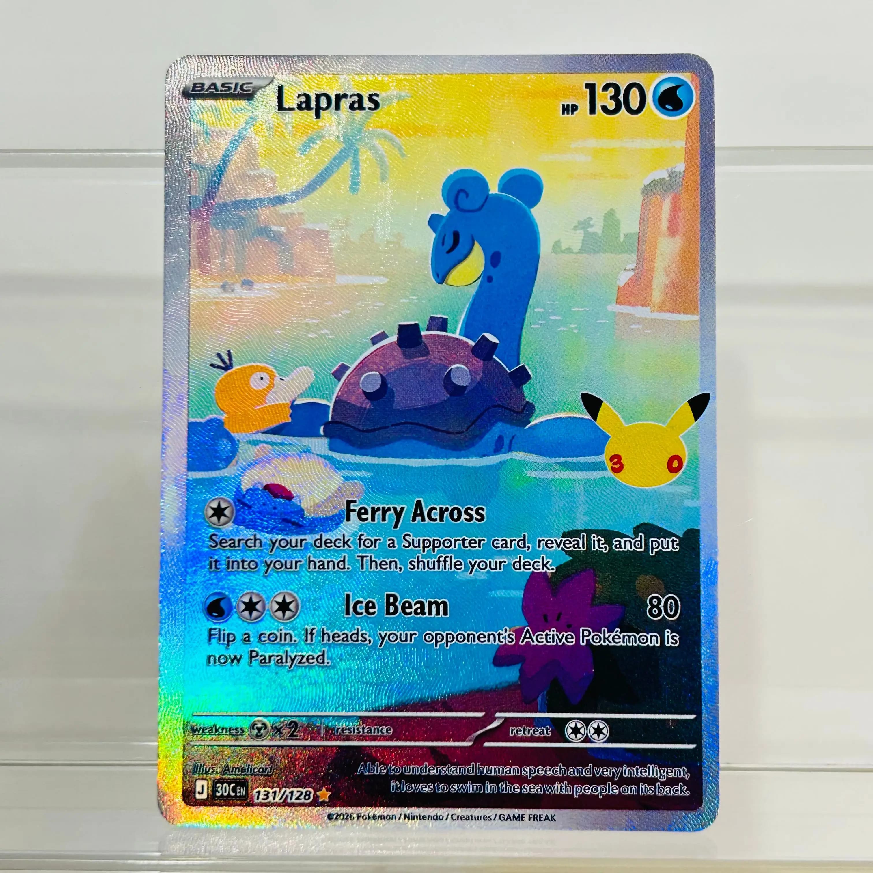 Lapras 131/128 English Version DIY Holographic Texture Card Collectible Grade Premium Anime Collection Card