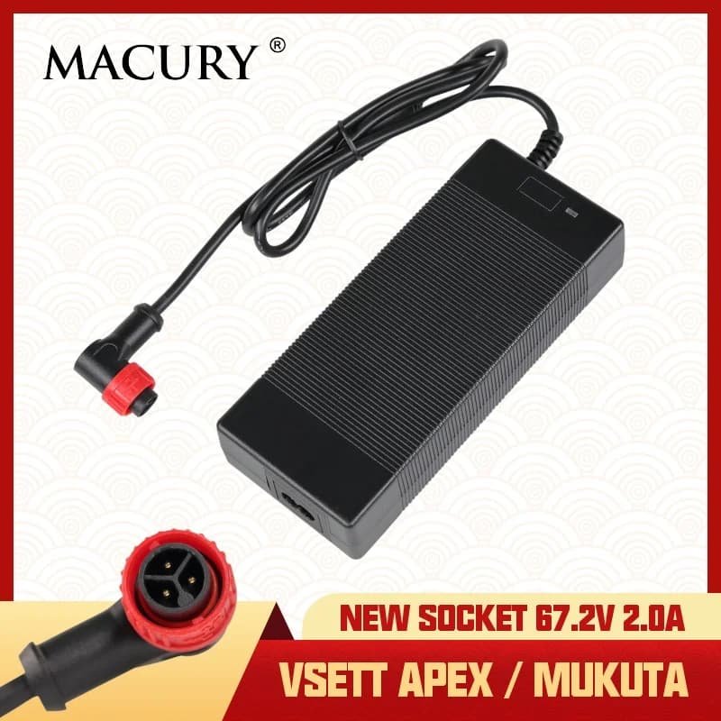 Nuovo Socket 67.2V 2A AC/DC Caricatore per Parte di 60V VSETT 10 APEX 10+ ZERO 10X MUKUTA PLUS AUSOM Adattatore di Ricarica per Scooter Elettrico