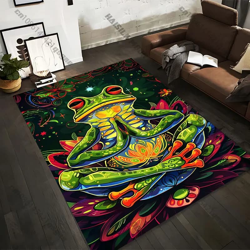 Carpets printed with meditating frog in 21 different sizes, yoga mats for adults, decorations for the living room, customized zerbini