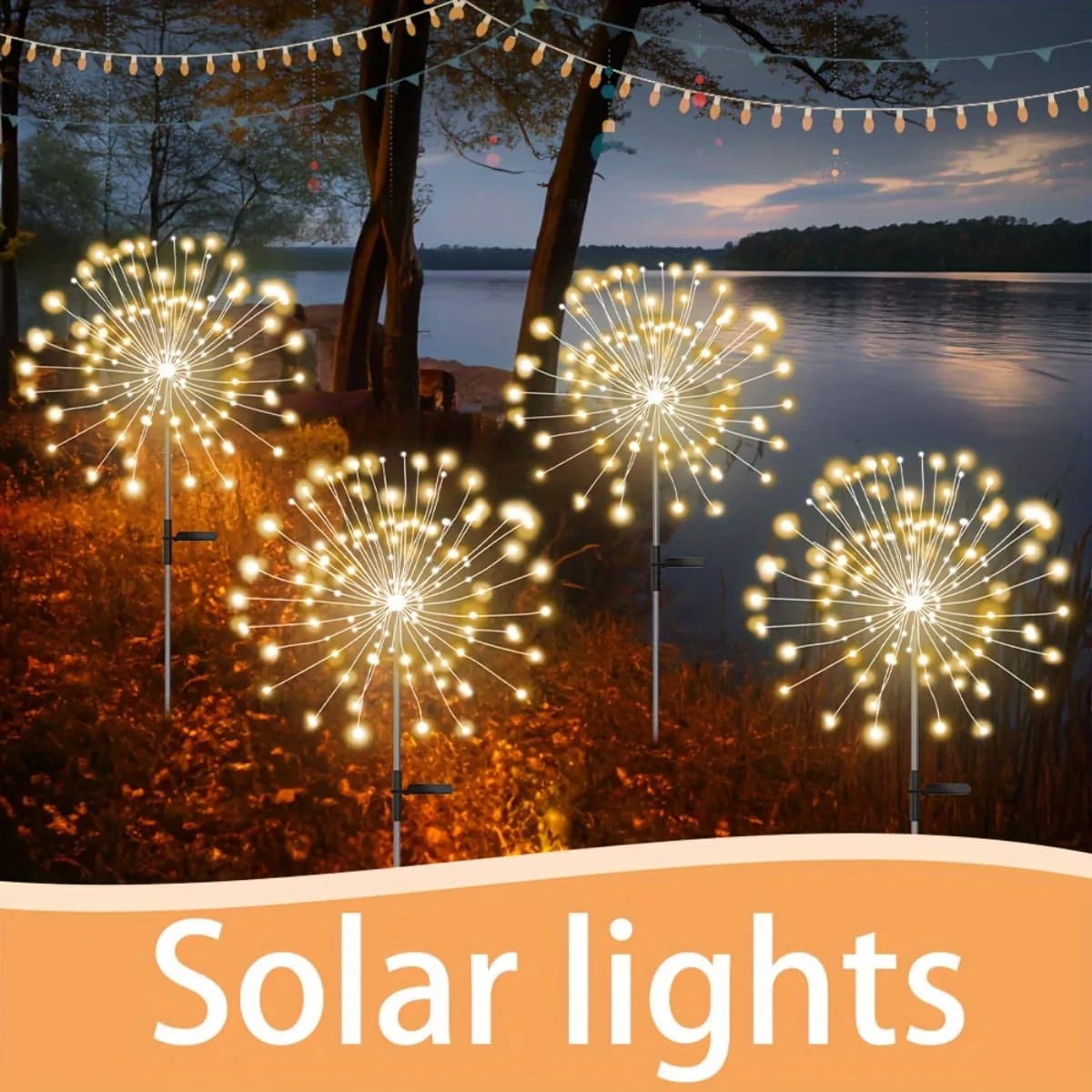 60/200 LED lucine solari luci per fuochi d'artificio esterni impermeabili luce da fiore da giardino per la decorazione fai da te della festa di Natale del giardino