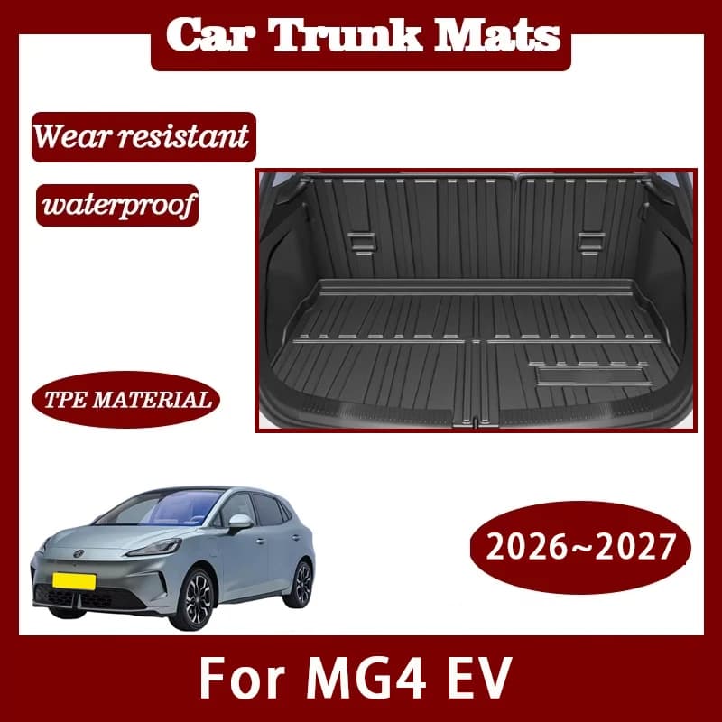 Tappetini per bagagliaio posteriore per auto per MG4 EV Electric MK2 2026 2027 Cuscinetti portaoggetti impermeabili Cargo Liner Coprisedile posteriore Accessori interni per auto