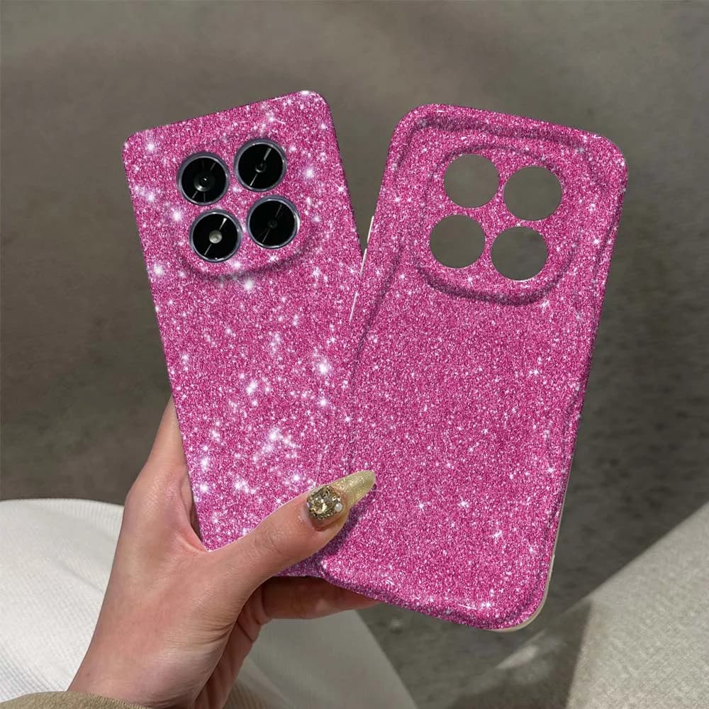 Pink Glitter Sparkle Shiny Cover For Xiaomi Redmi Note 15 14 13 12 11 10 8 Pro Plus Feilin Phone Case Wave Oil Phone Case