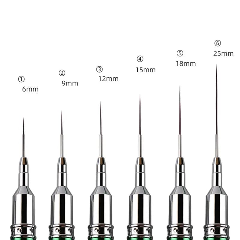 1/6PCS Manico in metallo verde Art Liner Pennello per pittura fai da te Linee da disegno Penna per pittura a fiori a strisce Pennello per gel UV
