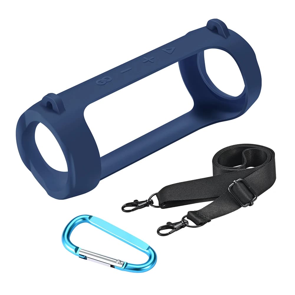 Cover protettiva in silicone con moschettone, impermeabile, compatibile con Bluetooth, con cinturino regolabile per JBL Flip 6/Flip 5