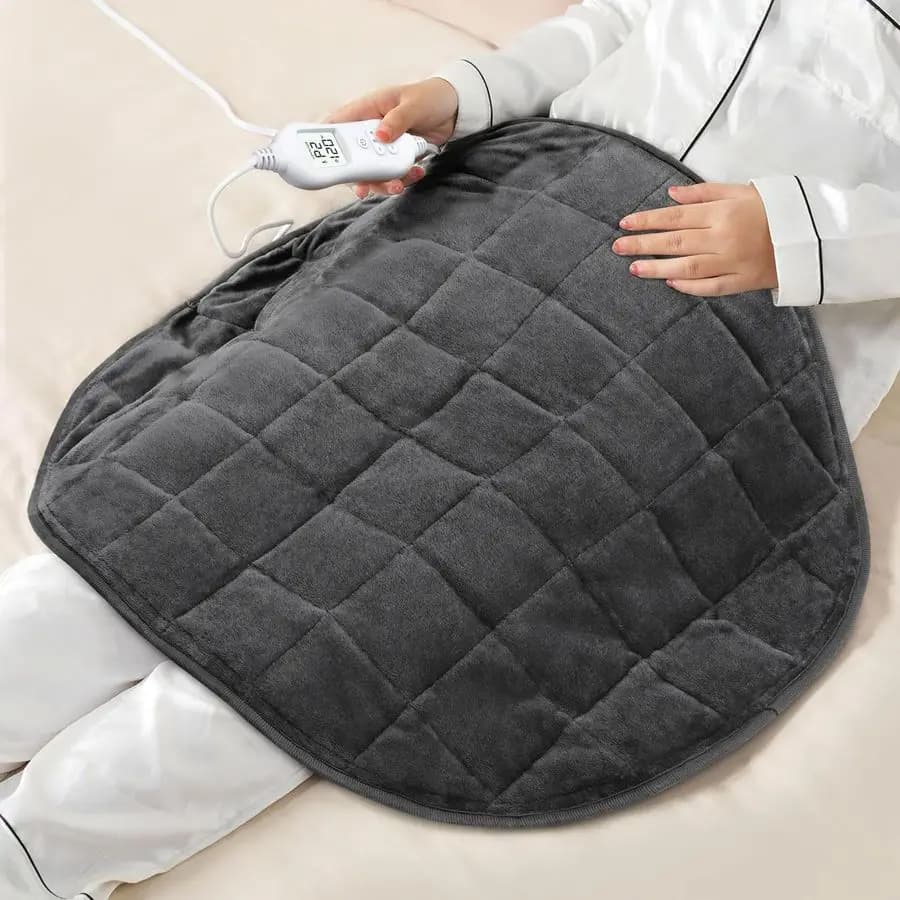 Coperta Termica Pesata da 2,3 kg per Donne, Coperta Elettrica Riscaldata con 6 Impostazioni di Calore, Timer e Spegnimento Automatico, Sollievo per il Dolore