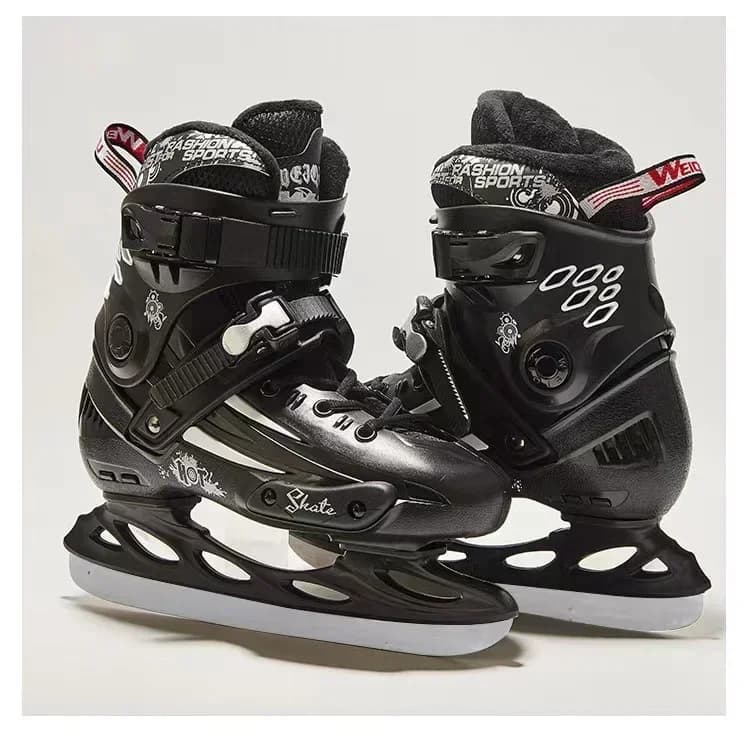 Scarpe da pattinaggio su ghiaccio fantasia termica addensata Velocità scorrevole Lama di pattinaggio di figura Hockey su ghiaccio Principianti Adulti Adolescenti Bambini