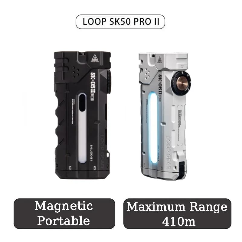Torcia Meccanica LOOP SK05 Pro con Sorgente Luminosa Multipla, 5000 Lumen, Potente Torcia con Funzione Power Bank e Faretto