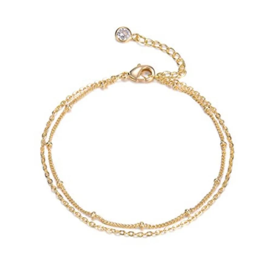Dainty Gold Disc Chain Anklet for Women, 4K Gold Plated Sequin Foot Bracelet, 8.3"+2" Adjustable Delicate Flat Disc Link Ankle