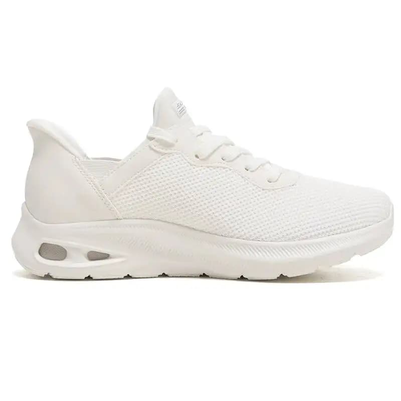 Skechers 117509-Ofwt Ladies Slip On Sneakers Slip Ins Tech Breathable Mesh Fabric Air Cushion Sole Lightweight Walking Shoes