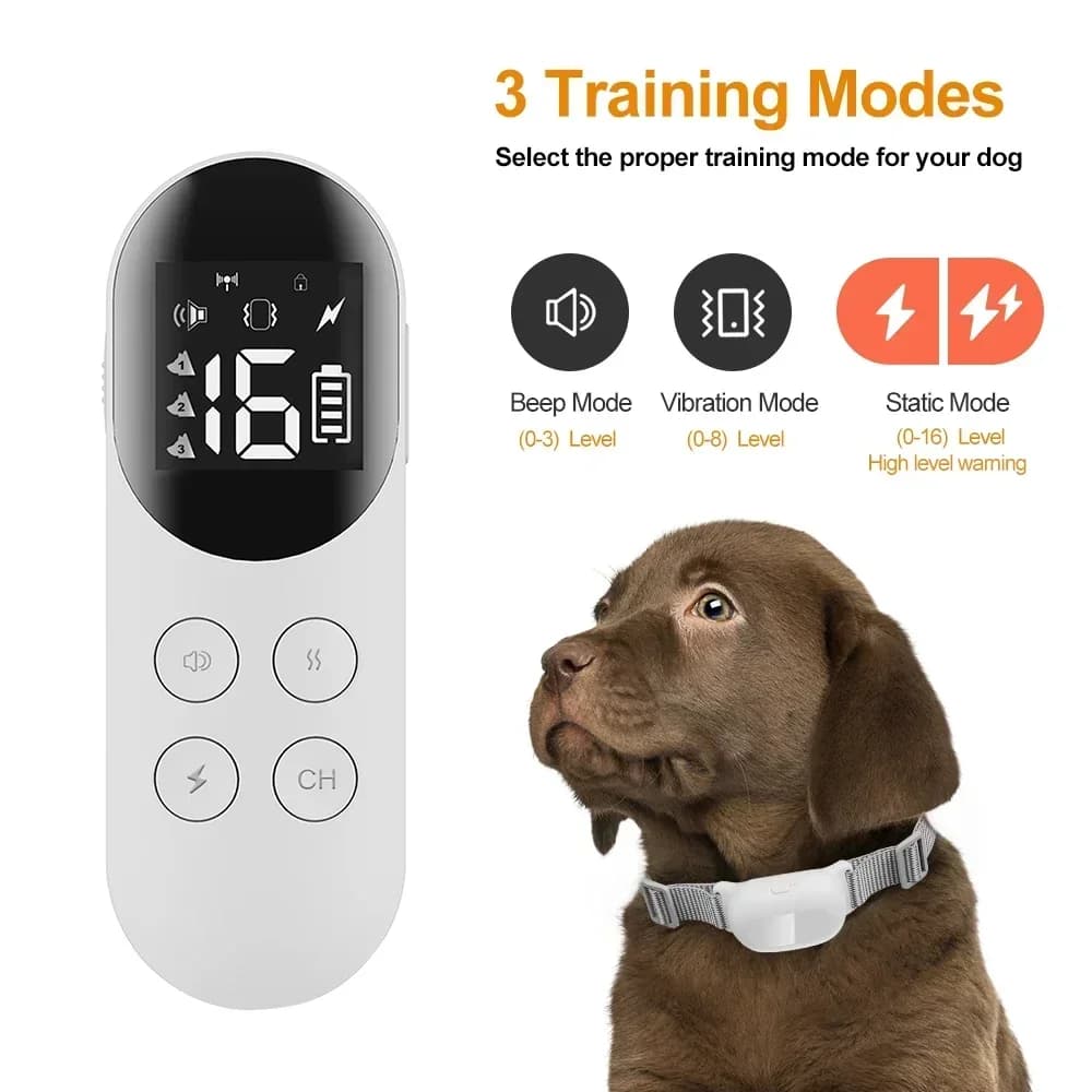980ft Rage Anti Bark Remote Transmitter Training Collar, Pet Dog Bark Stop Smart Training Collar, Electric Shock Collar for Dogs