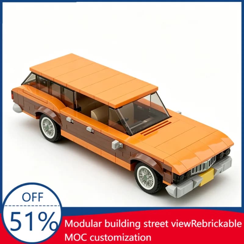 Set di Costruzioni Classico 1970 Station Wagon da 263 Pezzi, Modellino Personalizzato, Giocattolo Educativo, Collezione Creativa, Regalo da Esposizione