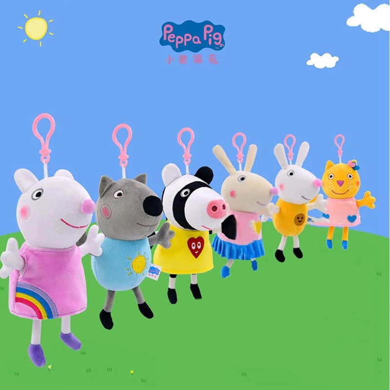 19cm Genuine Peppa Pig Good Friends Plush Dolls Toy Susy Sheep Danny Dog Zoe Zebra Cartoon Stuffed Animal Bag Pendant Kids Gifts