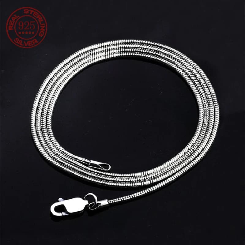 Prezzo di fabbrica S925 collana a catena serpente in argento Sterling 1.5MM classica catena a coda tonda Unisex Chopin maglione collana a catena regalo