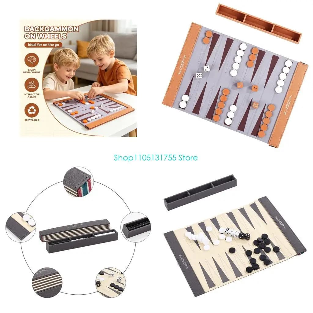 K0EF Easy to Carry Rollable Backgammon Set For Hiking Travel And Social Event