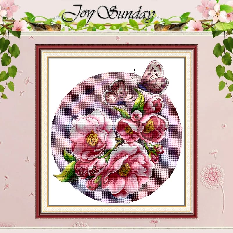 Butterfly and Paeonia Patterns Counted Cross Stitch Set DIY 11CT 14CT 16CT HD Stamped DMC Cross-stitch Kit Embroidery Needlework