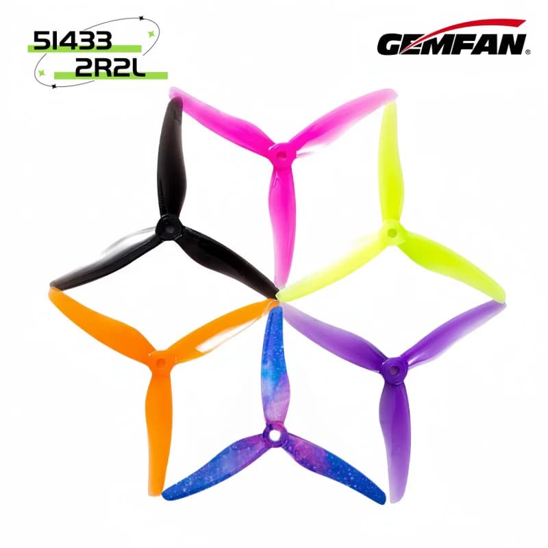 2 paia/4 pezzi Gemfan 51433 5 pollici 3 pale/tri-lama Elica Puntelli CW CCW Motore brushless FPV Elica per FPV Racing drone