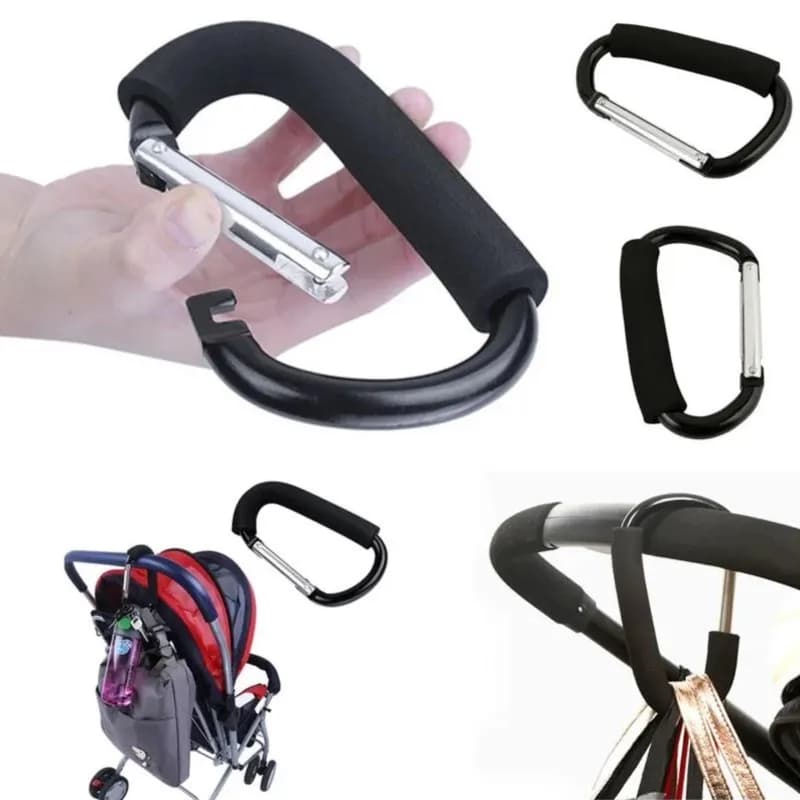 Large Stroller Mosque Hooks Organizer Aluminum D Ring Spring Snap Keychain Clip Handle for Transport for Bags Hanging Shopping Bags