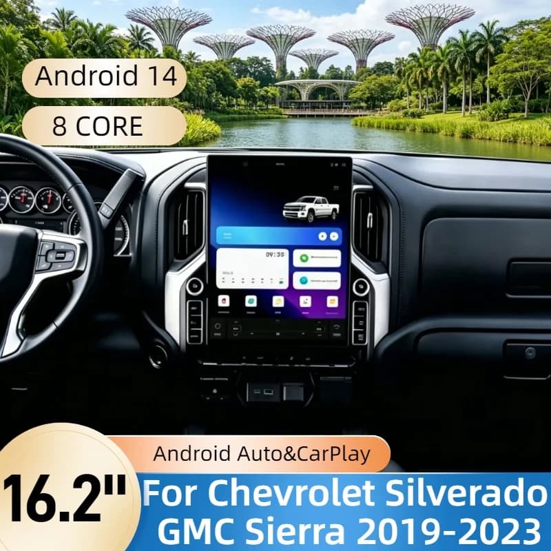16.2" CarPlay Android 14 Auto Car Radio For Chevrolet Silverado GMC Sierra 2019 2020-2023 Screen Navi Multimedia Stereo Player