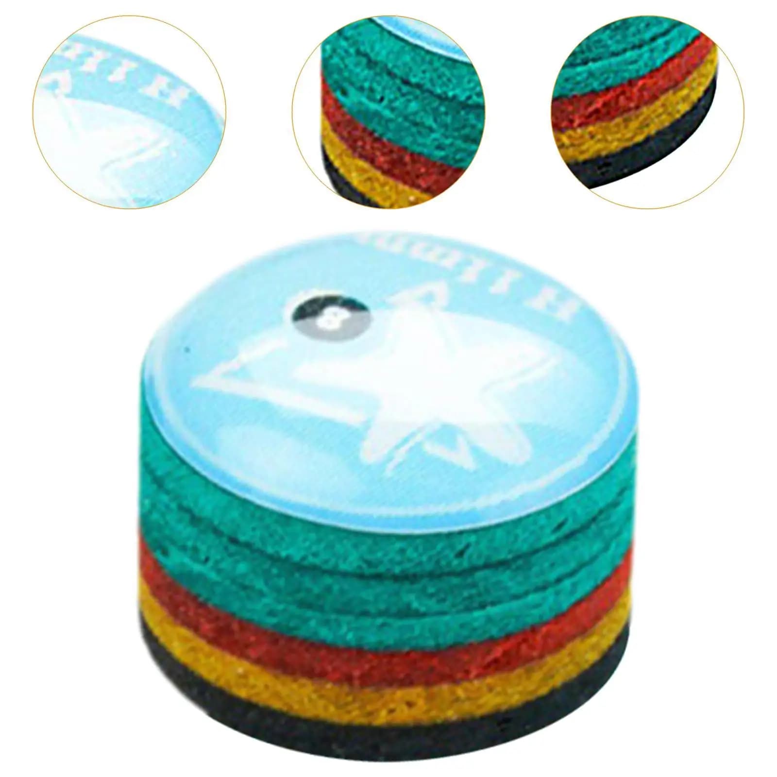 High Quality PU Leather Pool Cue Tip Replacement Rainbow Layered Billiard Stick Accessories for