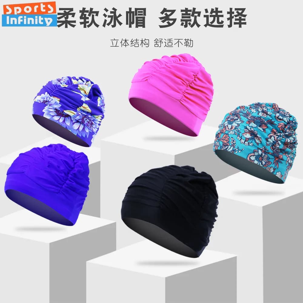 Cuffie da nuoto con stampa di moda cuffia da nuoto traspirante per donna cuffia da nuoto per capelli lunghi cappelli da bagno ingranditi per donna accessori per piscina