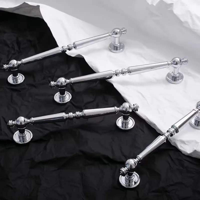 Maniglie per Mobili in Argento, Accessori per Cucina, Maniglie per Armadietti in Cromo Lucido Stile Francese di Lusso, Pomelli per Mobili in Ottone Massiccio