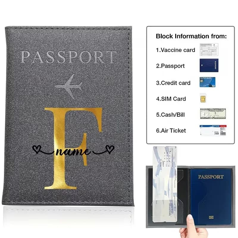 Customized Name PU Passport Holder Cover ID Name Card Business Card Case Documents Organizer RFID Personalized Name
