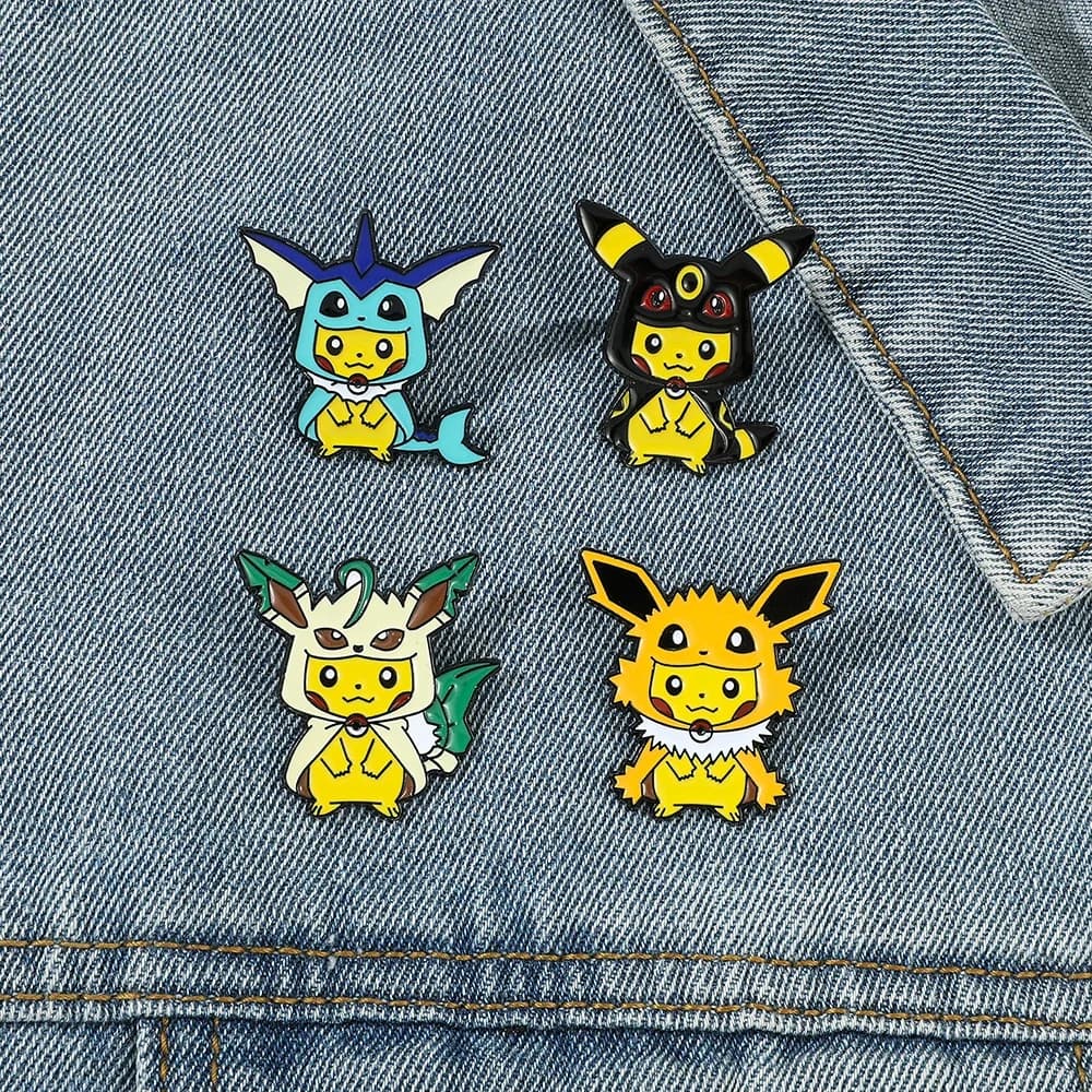 New 9 Pcs Creative Cartoon Brooch Cute Pikachu Enamel Pin Metal Badge Jewelry Clothing Backpack Accessories Gift for Friends