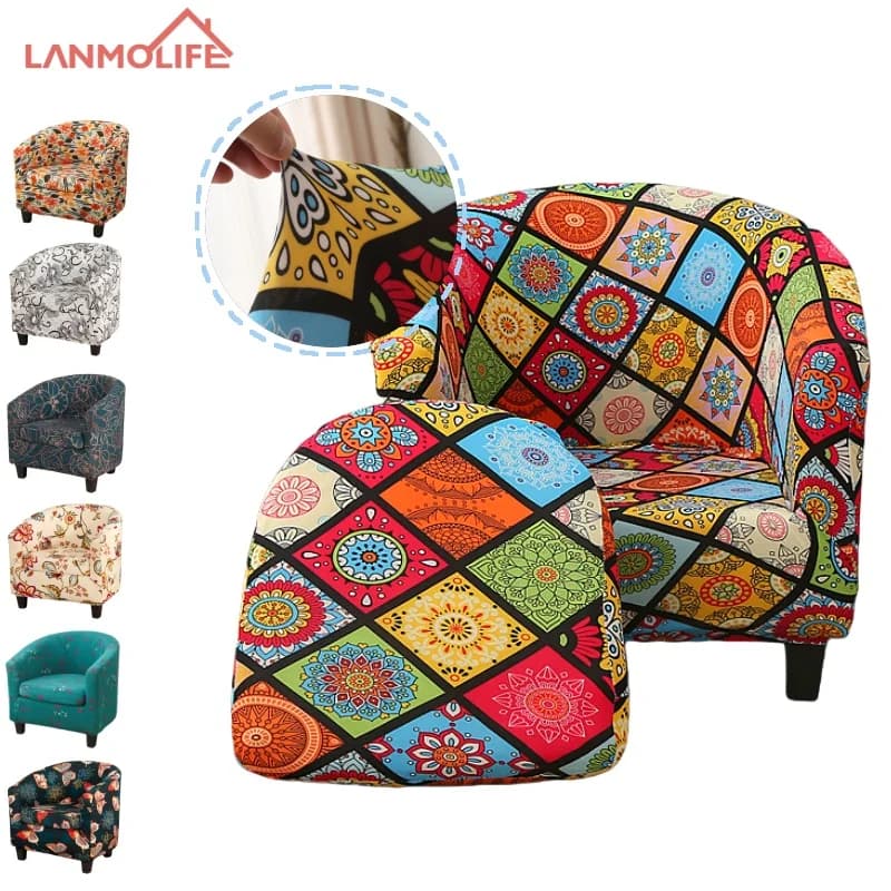 Elasticized Club Chair Lining for Boot Chair in spandex Seating Chair Lining for Printed Bathtub Furniture Protection Cover