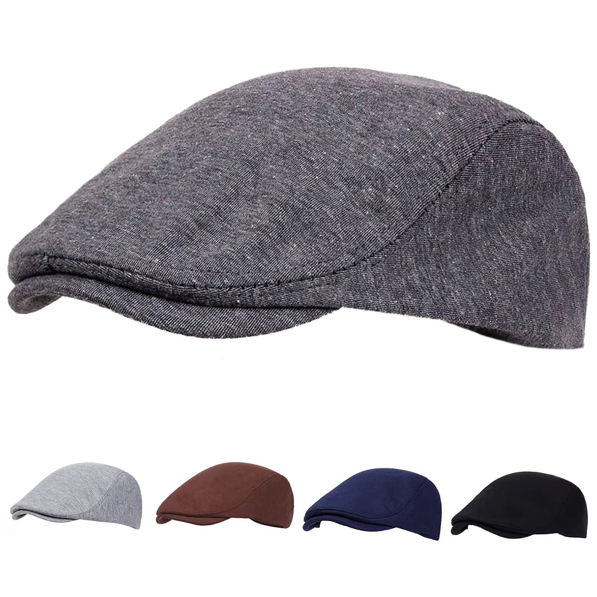 Cappelli da Uomo Tinta Unita Stile Newsboy, Berretti da Pittore Britannici, Cappelli Piatti Primaverili Autunnali