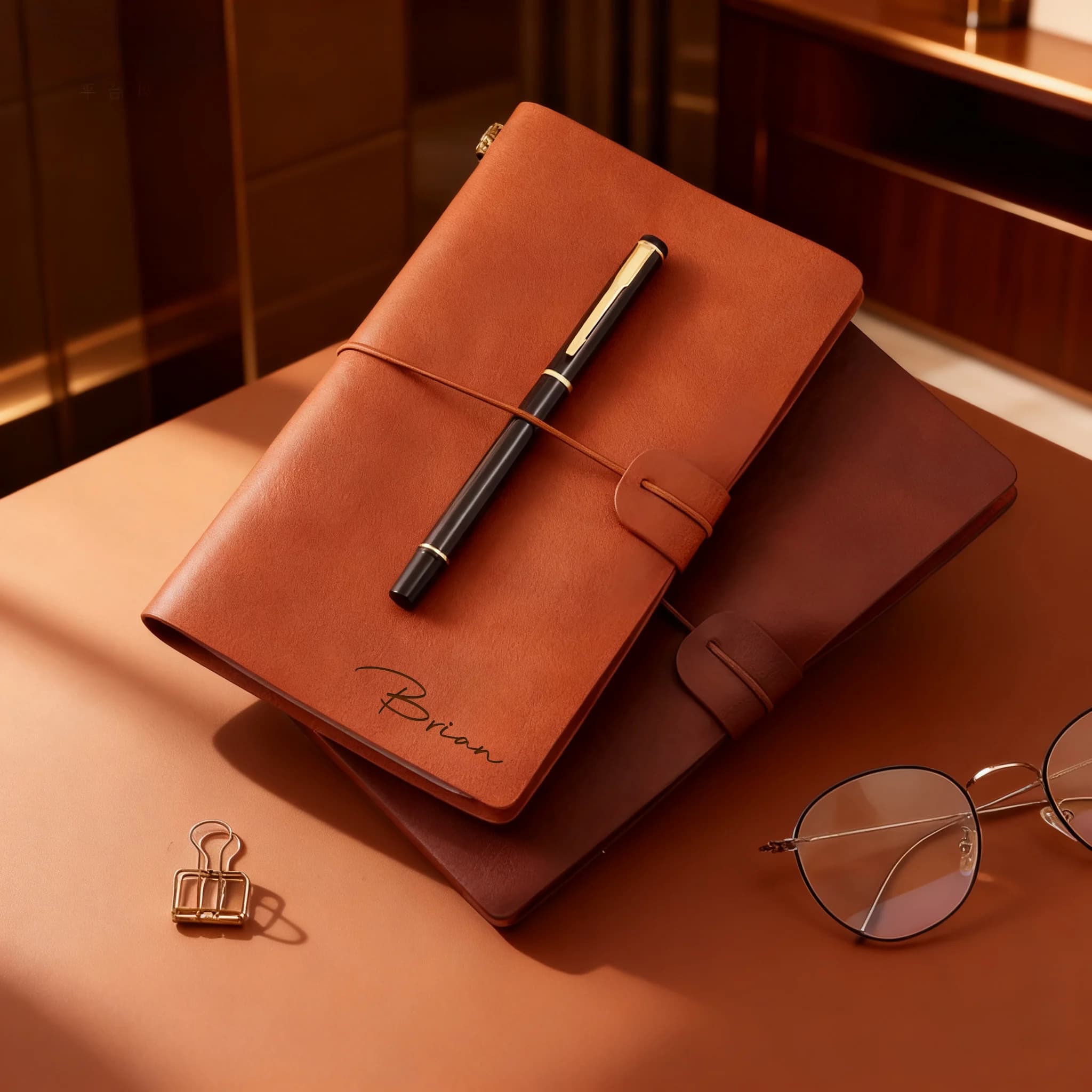 Personalized Custom Note Book A6 Laser Engraving DIY Name Vintage PU Faux Leather Notebook Office Notebook Travel Gifts