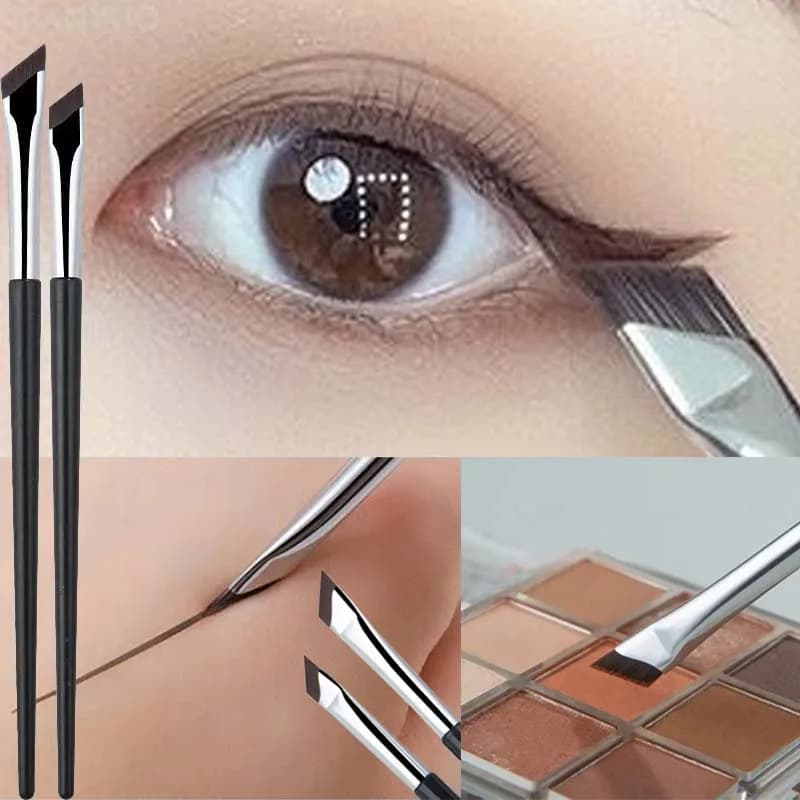 1-4 pz Pennello Eyeliner Angolato con Lama, Pennello Sopracciglia Ultra Sottile e Fine, Pennelli Eyeliner Piatti a Falcetto, Strumenti Trucco Sottili Angolati per Eyeliner
